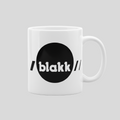 Blakk logo on white coffee mug